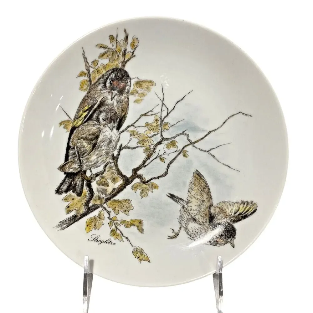Vintage Kaiser W Germany Fine Porcelain Nature Bird Plate Stieglitre Goldfinch